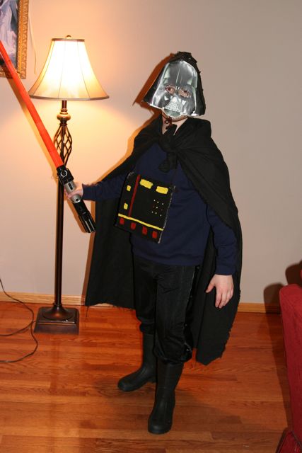 This is Landon in his own homemade Darth Vader costume.